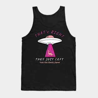 UFO abducting dinosaur Tank Top